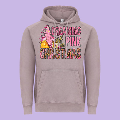 Dreaming Of A Pink Christmas Vintage Hoodie Designed By Bundleandbundleshop