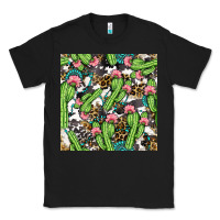 Black Western Cactus And Turquoise Gemstone With Leopard And Cowhide Seamles Classic Tee - BundleAndBundleShop