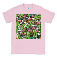 Bubblegum Pink Western Cactus And Turquoise Gemstone With Leopard And Cowhide Seamles Classic Tee - BundleAndBundleShop