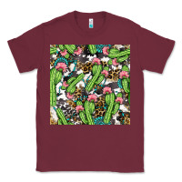 Burgundy Western Cactus And Turquoise Gemstone With Leopard And Cowhide Seamles Classic Tee - BundleAndBundleShop
