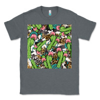 Charcoal Heather Western Cactus And Turquoise Gemstone With Leopard And Cowhide Seamles Classic Tee - BundleAndBundleShop