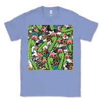 Colony Blue Western Cactus And Turquoise Gemstone With Leopard And Cowhide Seamles Classic Tee - BundleAndBundleShop