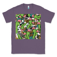 Lavender Western Cactus And Turquoise Gemstone With Leopard And Cowhide Seamles Classic Tee - BundleAndBundleShop