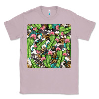 Lilac Western Cactus And Turquoise Gemstone With Leopard And Cowhide Seamles Classic Tee - BundleAndBundleShop