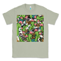Matcha Western Cactus And Turquoise Gemstone With Leopard And Cowhide Seamles Classic Tee - BundleAndBundleShop