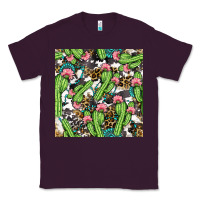Plum Western Cactus And Turquoise Gemstone With Leopard And Cowhide Seamles Classic Tee - BundleAndBundleShop