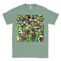 Sage Western Cactus And Turquoise Gemstone With Leopard And Cowhide Seamles Classic Tee - BundleAndBundleShop