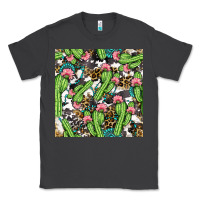 Smoke Western Cactus And Turquoise Gemstone With Leopard And Cowhide Seamles Classic Tee - BundleAndBundleShop