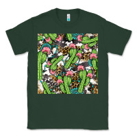 Sports Green Western Cactus And Turquoise Gemstone With Leopard And Cowhide Seamles Classic Tee - BundleAndBundleShop