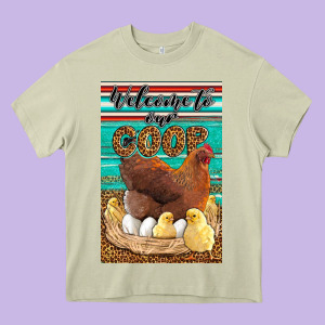 Western Welcome To Our Coop Heavy Core Tee Designed By Lillyallendesigns