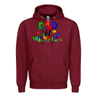 Burgundy Dad of warrior Zipper Hoodie - CowGirlArtShop
