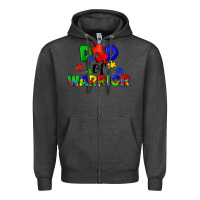 Charcoal Heather Dad of warrior Zipper Hoodie - CowGirlArtShop