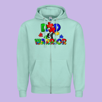 Dad Of Warrior Zipper Hoodie Designed By Cowgirlartshop