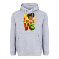 Heather Grey Love Juneteenth Heavyweight Hoodie - FaDigitalArtStudio