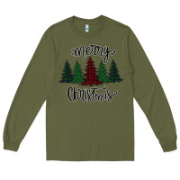 Army Green Merry Christmas Trees Long Sleeve Tee - Bettercallsaul