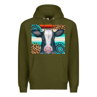 Army Green Cow Tumbler Premium Hoodie - CowCowDesign