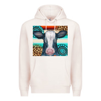 Pale Pink Cow Tumbler Premium Hoodie - CowCowDesign