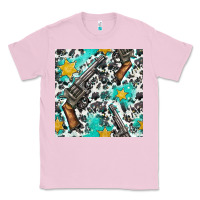 Bubblegum Pink Western Gun And Sheriff Stars With Cowhide Seamless Pattern Classic Tee - BundleAndBundleShop