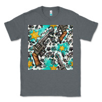 Charcoal Heather Western Gun And Sheriff Stars With Cowhide Seamless Pattern Classic Tee - BundleAndBundleShop