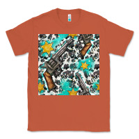 Copper Western Gun And Sheriff Stars With Cowhide Seamless Pattern Classic Tee - BundleAndBundleShop
