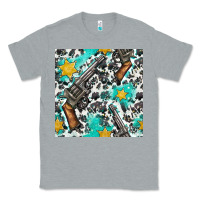 Heather Grey Western Gun And Sheriff Stars With Cowhide Seamless Pattern Classic Tee - BundleAndBundleShop