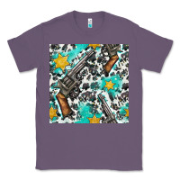 Lavender Western Gun And Sheriff Stars With Cowhide Seamless Pattern Classic Tee - BundleAndBundleShop