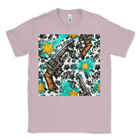 Lilac Western Gun And Sheriff Stars With Cowhide Seamless Pattern Classic Tee - BundleAndBundleShop