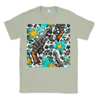 Matcha Western Gun And Sheriff Stars With Cowhide Seamless Pattern Classic Tee - BundleAndBundleShop