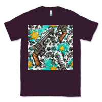 Plum Western Gun And Sheriff Stars With Cowhide Seamless Pattern Classic Tee - BundleAndBundleShop