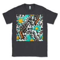 Smoke Western Gun And Sheriff Stars With Cowhide Seamless Pattern Classic Tee - BundleAndBundleShop