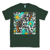 Sports Green Western Gun And Sheriff Stars With Cowhide Seamless Pattern Classic Tee - BundleAndBundleShop