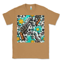 Toasted Coconut Western Gun And Sheriff Stars With Cowhide Seamless Pattern Classic Tee - BundleAndBundleShop