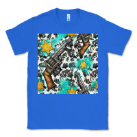 True Royal Western Gun And Sheriff Stars With Cowhide Seamless Pattern Classic Tee - BundleAndBundleShop