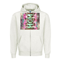 Oatmeal Heather Mom leopard Zipper Hoodie - CowGirlArtShop