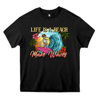 Black Life is a beach make waves skeleton Heavy Core Tee - NancyCooperArtShop