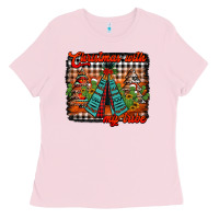 Bubblegum Pink christmas with my tribe Ladies Tee - Jasminsmagicworld