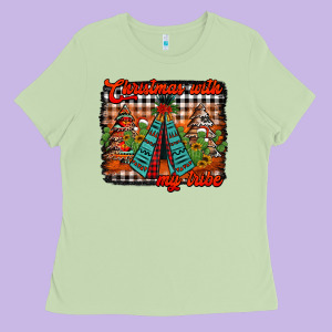 Christmas With My Tribe Ladies Tee Designed By Jasminsmagicworld