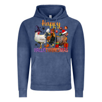 Vintage Denim Happy Hallothanksmas Chick Vintage Hoodie - BundleAndBundleShop