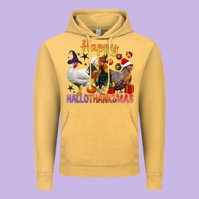 Happy Hallothanksmas Chick Vintage Hoodie Designed By Bundleandbundleshop