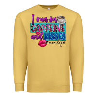 Antique Gold I run on caffeine and kisses Premium Sweatshirt - FaDigitalArtStudio