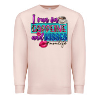 Pale Pink I run on caffeine and kisses Premium Sweatshirt - FaDigitalArtStudio
