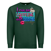 Sports Green I run on caffeine and kisses Premium Sweatshirt - FaDigitalArtStudio