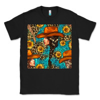 Black Western Girl Hair Clasp And Sunflower With Leopard And Glitter Seamles Classic Tee - BundleAndBundleShop