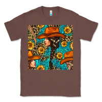 Chestnut Western Girl Hair Clasp And Sunflower With Leopard And Glitter Seamles Classic Tee - BundleAndBundleShop
