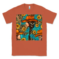 Copper Western Girl Hair Clasp And Sunflower With Leopard And Glitter Seamles Classic Tee - BundleAndBundleShop