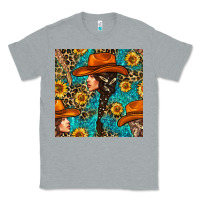 Heather Grey Western Girl Hair Clasp And Sunflower With Leopard And Glitter Seamles Classic Tee - BundleAndBundleShop