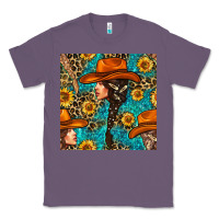 Lavender Western Girl Hair Clasp And Sunflower With Leopard And Glitter Seamles Classic Tee - BundleAndBundleShop