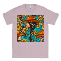 Lilac Western Girl Hair Clasp And Sunflower With Leopard And Glitter Seamles Classic Tee - BundleAndBundleShop
