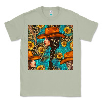 Matcha Western Girl Hair Clasp And Sunflower With Leopard And Glitter Seamles Classic Tee - BundleAndBundleShop