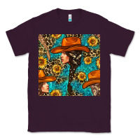 Plum Western Girl Hair Clasp And Sunflower With Leopard And Glitter Seamles Classic Tee - BundleAndBundleShop